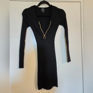 Derek Heart Black Long Sleeve Dress with Gold Zipper